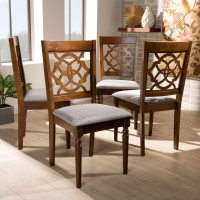 Baxton Studio RH332C-Grey/Walnut-DC-4PK Lylah Modern and Contemporary Grey Fabric Upholstered and Walnut Brown Finished Wood 4-Piece Dining Chair Set